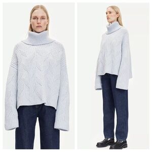 SAMSOE Light Blue Turtleneck Sweater